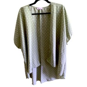 Blue jasmine Light olive green and white cover up shortsleeve cardigan L